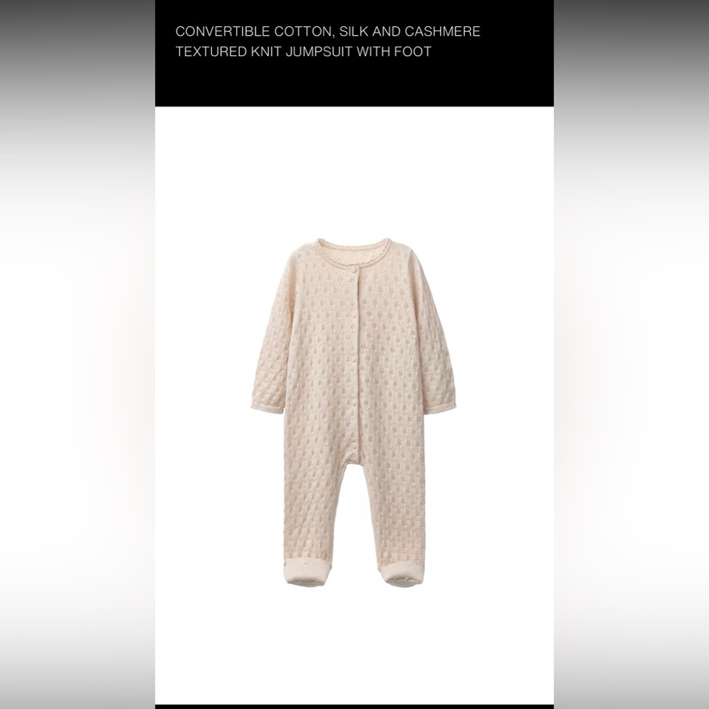 Zara baby Knit Jumpsuit with foot - cashmere, cotton and silk. 6-9 months - Picture 2 of 4